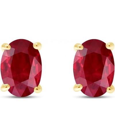 Oval Shape Stud Earrings In 14K Yellow Gold Over Sterling Silver (5 Ct) Simulated ruby $23.52 Earrings