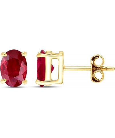 Oval Shape Stud Earrings In 14K Yellow Gold Over Sterling Silver (5 Ct) Simulated ruby $23.52 Earrings