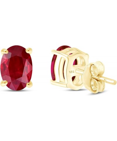 Oval Shape Stud Earrings In 14K Yellow Gold Over Sterling Silver (5 Ct) Simulated ruby $23.52 Earrings