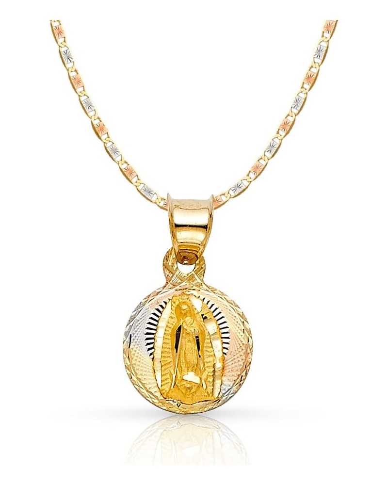 14K Gold Virgin Mary Guadalupe Stamp Charm Pendant with 1.5mm Valentino Chain Necklace 18.0 Inches $78.44 Necklaces