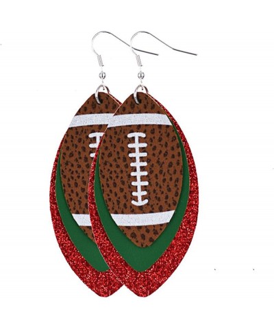 Bohemian Multicolor Glitter Faux Leather Football Drop Dangle Handmade Lightweight Multilayered Earrings Sparkly Statement Je...