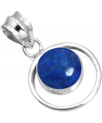 925 Sterling Silver Handmade Pendant for Women 10 MM Round Gemstone Fashion Jewelry for Gift (99579_P) Lapis $18.35 Pendants