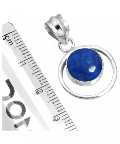 925 Sterling Silver Handmade Pendant for Women 10 MM Round Gemstone Fashion Jewelry for Gift (99579_P) Lapis $18.35 Pendants