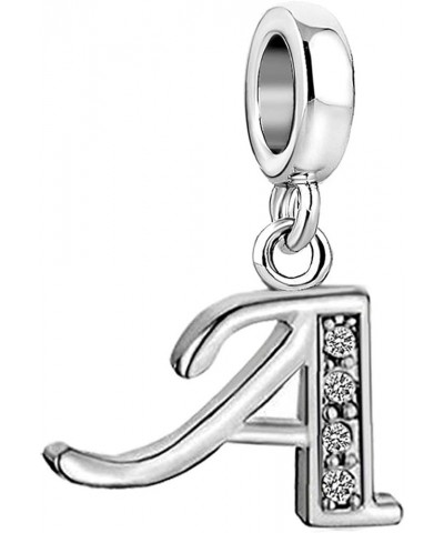 Sparkling Letter Charm Compatible with Pandoran Charm Bracelets Women A to Z Initial Alphabet Pendant Necklace Dangle Mom Wif...