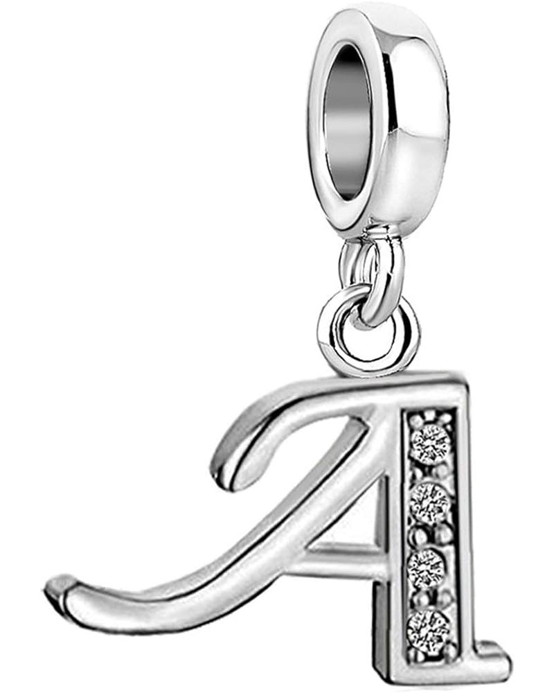 Sparkling Letter Charm Compatible with Pandoran Charm Bracelets Women A to Z Initial Alphabet Pendant Necklace Dangle Mom Wif...