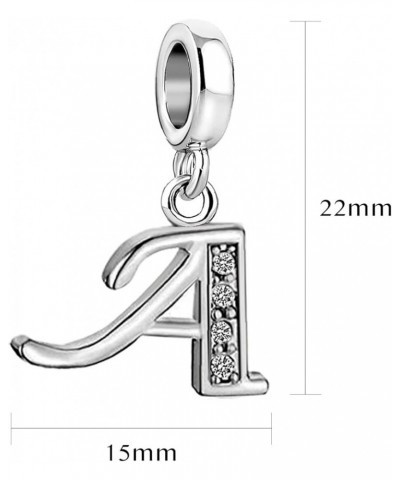 Sparkling Letter Charm Compatible with Pandoran Charm Bracelets Women A to Z Initial Alphabet Pendant Necklace Dangle Mom Wif...