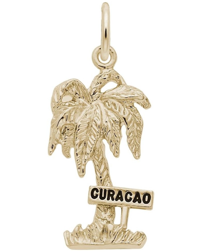 Curacao Palm W/Sign Charm, Charms for Bracelets and Necklaces Yellow Gold $20.45 Bracelets