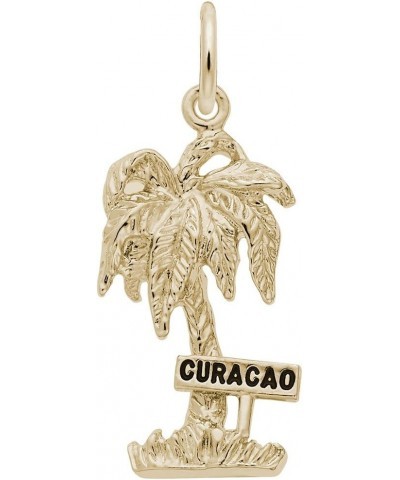 Curacao Palm W/Sign Charm, Charms for Bracelets and Necklaces Yellow Gold $20.45 Bracelets