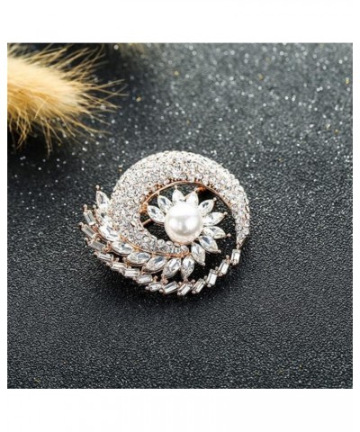 Rhinestone Flower Brooch Pin with Pearl Flower Crystal Pins Brooches for Women's Clothing Wedding Banquet Party Brooch Simple...