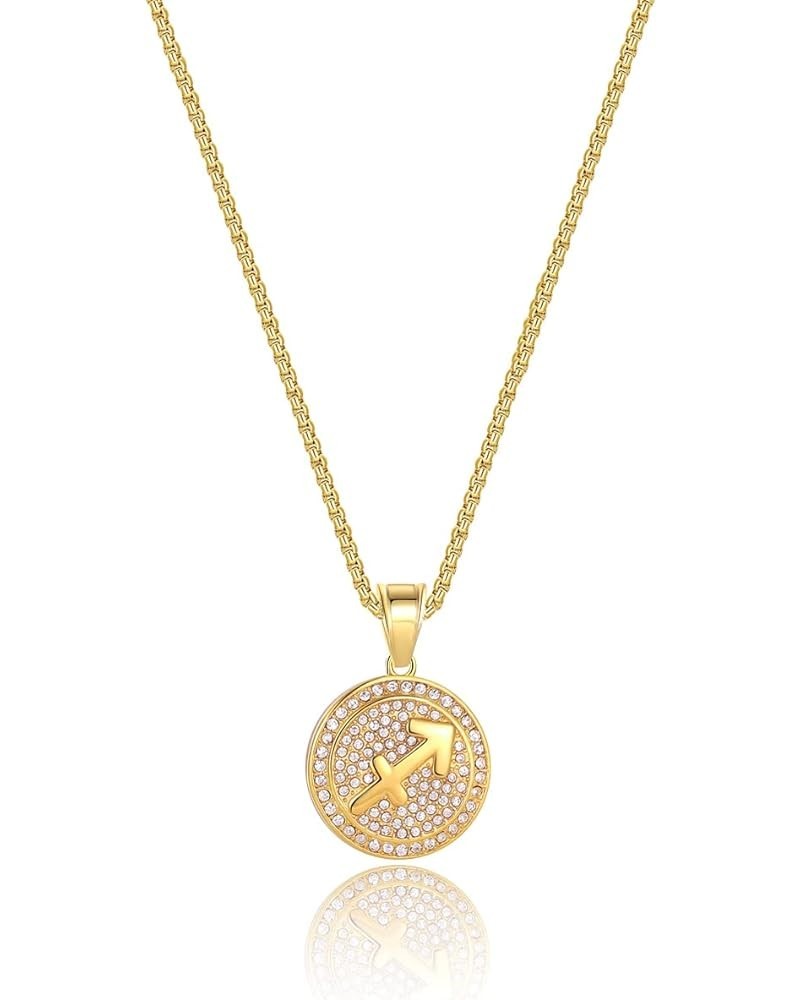 12 Constellation Necklace for Women Birthday Gifts Round Astrology Zodiac Sign Horoscope Cubic Zirconia Jewelry Pendant Neckl...