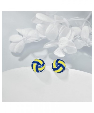 Sports Stud Earrings 925 Sterling Silver Soccer Volleyball Softball Baseball Football Tennis Ball Earrings Jewelry Girls Wome...