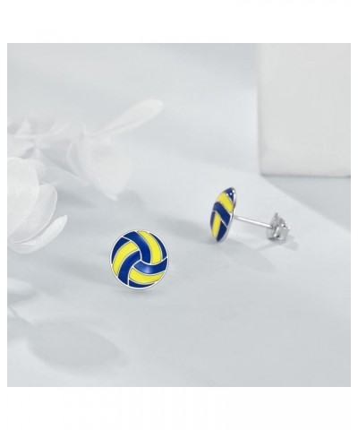 Sports Stud Earrings 925 Sterling Silver Soccer Volleyball Softball Baseball Football Tennis Ball Earrings Jewelry Girls Wome...