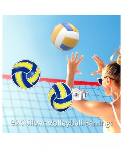 Sports Stud Earrings 925 Sterling Silver Soccer Volleyball Softball Baseball Football Tennis Ball Earrings Jewelry Girls Wome...