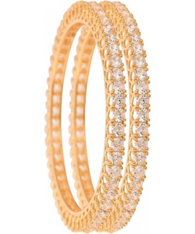 Gold Tone White CZ Zirconia Diamond Bollywood Wedding Indian Bangles Jewelry Women White 2.8 $12.60 Bracelets