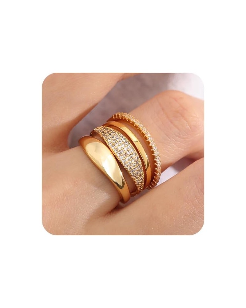 Stackable Gold Rings for Women Non Tarnish Dainty 14K Gold Plated Stacking Cubic Zirconia Thumb Ring Set Trendy Statement Pro...