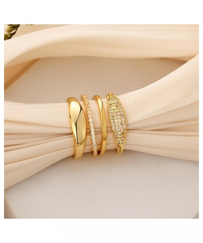 Stackable Gold Rings for Women Non Tarnish Dainty 14K Gold Plated Stacking Cubic Zirconia Thumb Ring Set Trendy Statement Pro...