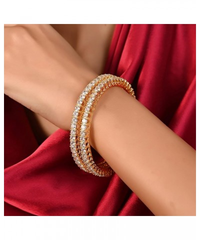 Gold Tone White CZ Zirconia Diamond Bollywood Wedding Indian Bangles Jewelry Women White 2.8 $12.60 Bracelets