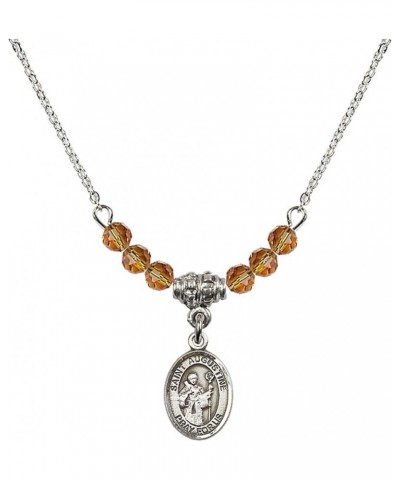 November Birth Month Bead Necklace with Catholic Patron Saint Petite Charm, 18 Inch Saint Augustine $32.44 Necklaces