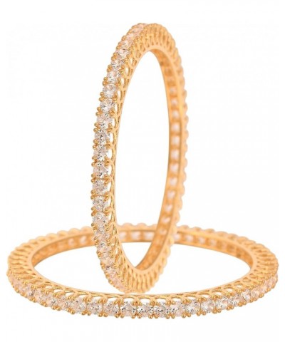 Gold Tone White CZ Zirconia Diamond Bollywood Wedding Indian Bangles Jewelry Women White 2.8 $12.60 Bracelets