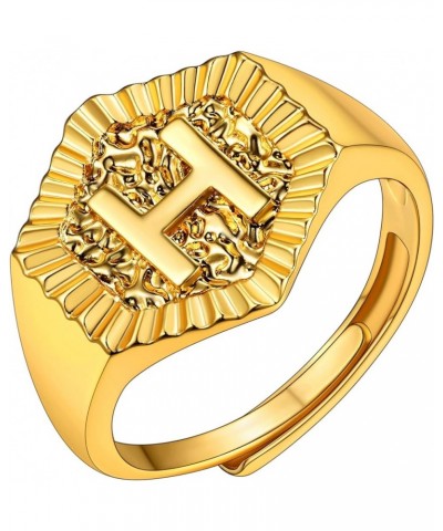 Gold Initial Letter Signet Ring, GoldChic Jewelry Women Trendy Statement Rings Women's Initials Ring for Party Letter H $10.3...