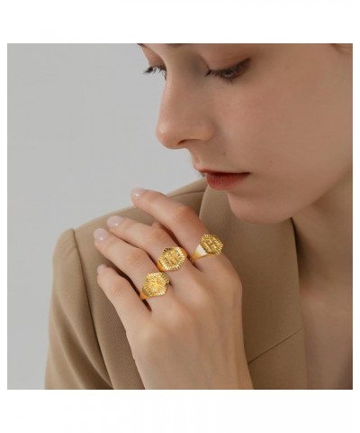 Gold Initial Letter Signet Ring, GoldChic Jewelry Women Trendy Statement Rings Women's Initials Ring for Party Letter H $10.3...