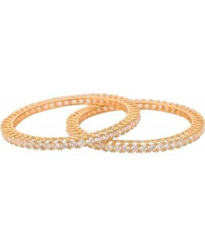 Gold Tone White CZ Zirconia Diamond Bollywood Wedding Indian Bangles Jewelry Women White 2.8 $12.60 Bracelets