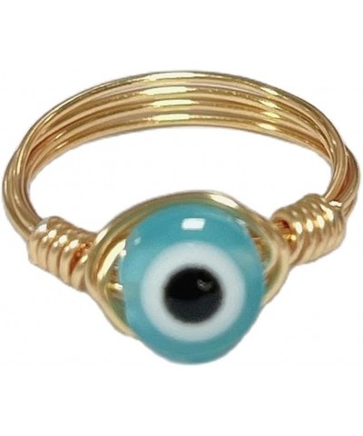 Evil Eye Bead Knuckle Stackable Finger Ring Gold Wire Wrap Ring Healing for Women Girl Stacking Band Ring Jewelry Twining Win...