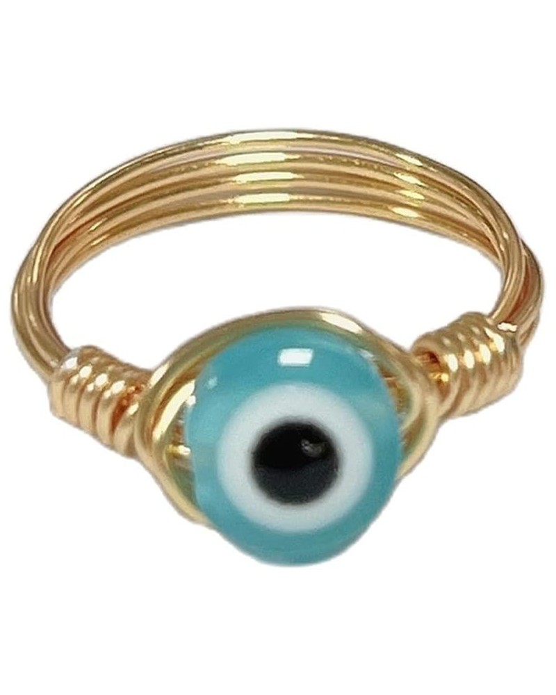 Evil Eye Bead Knuckle Stackable Finger Ring Gold Wire Wrap Ring Healing for Women Girl Stacking Band Ring Jewelry Twining Win...