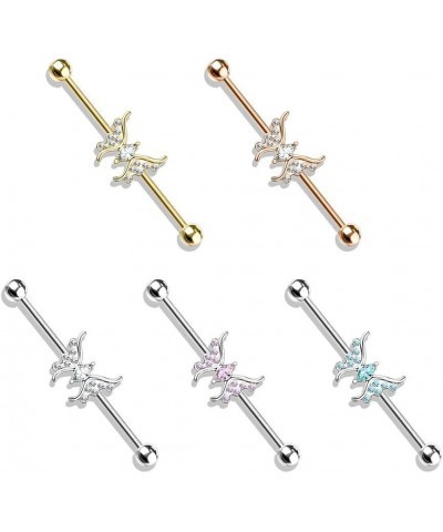 14 Gauge Marquise Crystal Center Crystal Paved Butterfly 316L Surgical Steel Industrial Barbell (Choose Color) Clear $9.33 Bo...