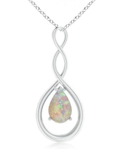 Natural Opal Solitaire Infinity Pendant Necklace for Women, Girls in 14K Solid Gold/Platinum/Sterling Silver | October Births...