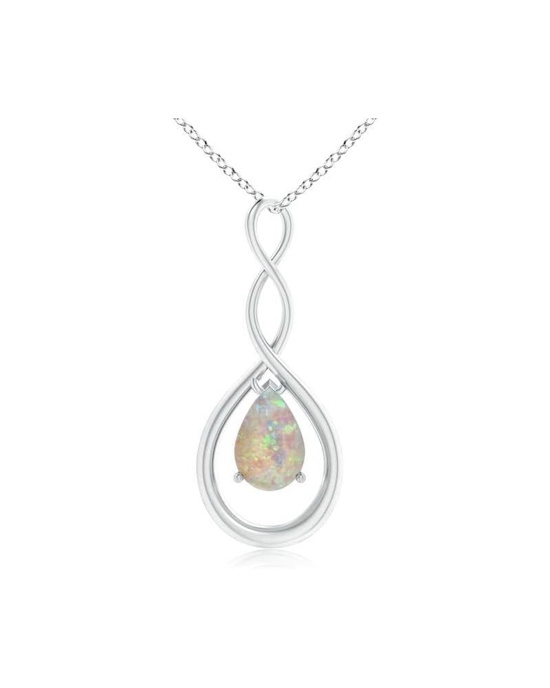 Natural Opal Solitaire Infinity Pendant Necklace for Women, Girls in 14K Solid Gold/Platinum/Sterling Silver | October Births...