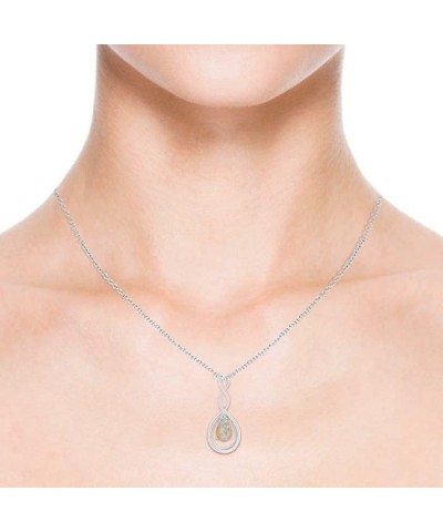 Natural Opal Solitaire Infinity Pendant Necklace for Women, Girls in 14K Solid Gold/Platinum/Sterling Silver | October Births...