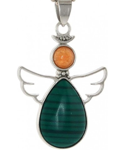 Plain Guidance Angel Wings Natural Stone Tear-drop Pendent Necklace-Free Bead Chain Malachite9 $10.21 Necklaces