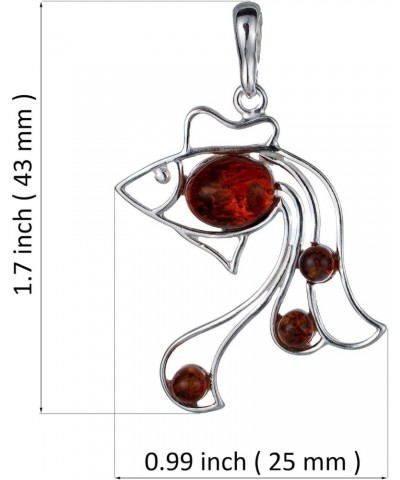 Amber Jewelry for Women - Sterling Silver and Baltic Honey Amber Fish Pendant, Includes 925 Sterling Silver Chain - Sterling ...