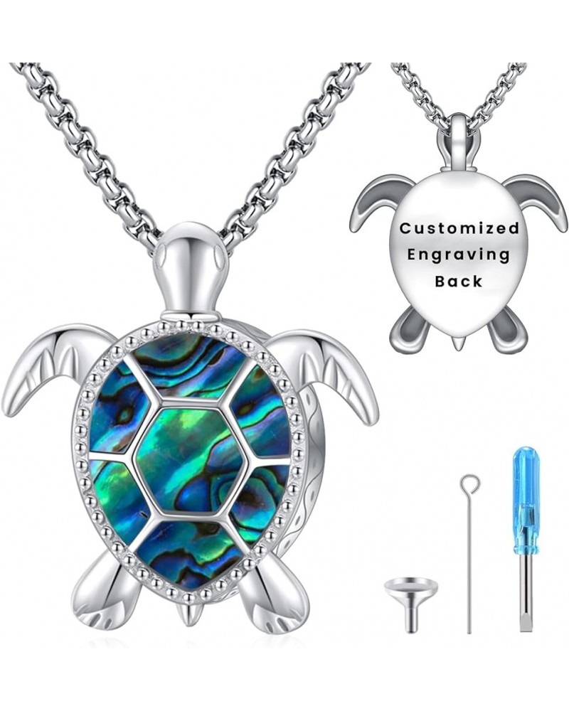 Urn Necklace for Ashes for Women/Men 925 Sterling Silver Cremation Jewelry w/Funnel Filler Memorial Jewelry Gifts F-Turtle (A...