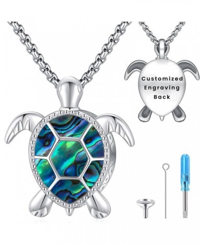 Urn Necklace for Ashes for Women/Men 925 Sterling Silver Cremation Jewelry w/Funnel Filler Memorial Jewelry Gifts F-Turtle (A...