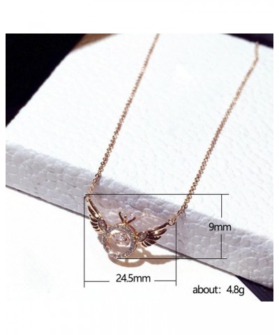 Korean Angel Wing Zircon Crystal Pendant Necklace for Women Temperament Zircon Collar Necklace Jewelry Gift Collares,Silver P...