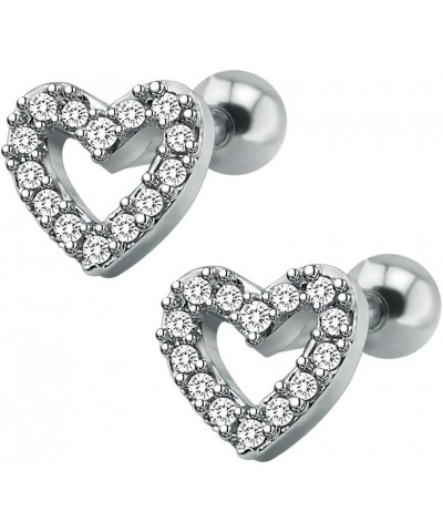 16g Sparkling Cubic Zirconia Stainless Steel Stud Earrings Tragus Helix Conch Cartilage Ear Piercing Heart $7.64 Body Jewelry