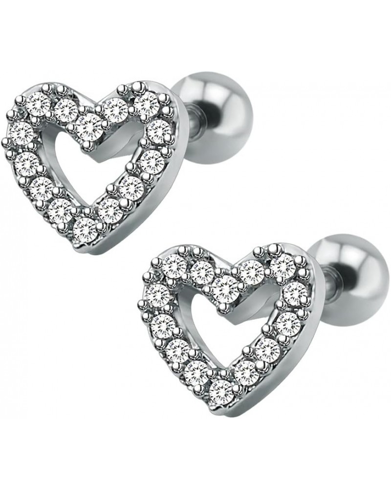 16g Sparkling Cubic Zirconia Stainless Steel Stud Earrings Tragus Helix Conch Cartilage Ear Piercing Heart $7.64 Body Jewelry