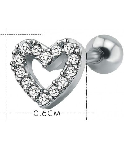 16g Sparkling Cubic Zirconia Stainless Steel Stud Earrings Tragus Helix Conch Cartilage Ear Piercing Heart $7.64 Body Jewelry