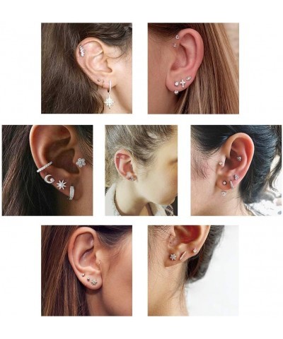 16g Sparkling Cubic Zirconia Stainless Steel Stud Earrings Tragus Helix Conch Cartilage Ear Piercing Heart $7.64 Body Jewelry