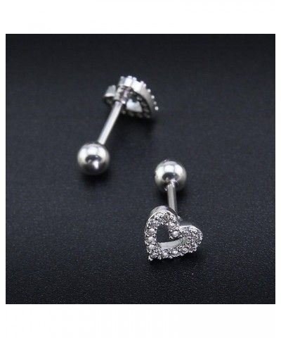 16g Sparkling Cubic Zirconia Stainless Steel Stud Earrings Tragus Helix Conch Cartilage Ear Piercing Heart $7.64 Body Jewelry