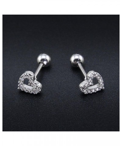 16g Sparkling Cubic Zirconia Stainless Steel Stud Earrings Tragus Helix Conch Cartilage Ear Piercing Heart $7.64 Body Jewelry