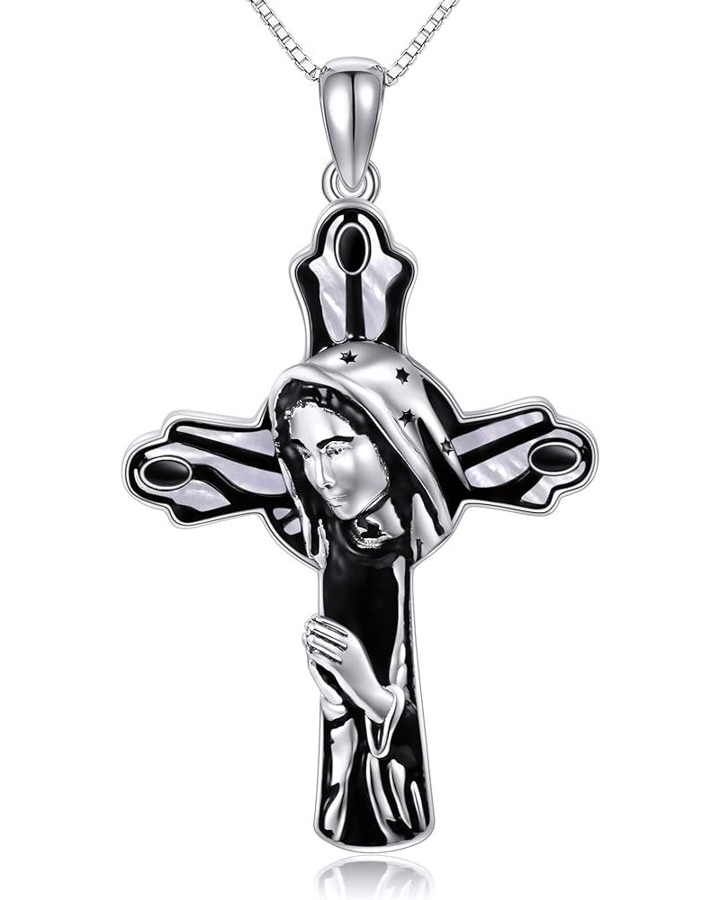 Black/Orthodox/American Flag/Baphomet Cross Necklace Sterling Silver St Michael/Muerte/Gabriel/Raphael Necklace for Men Catho...