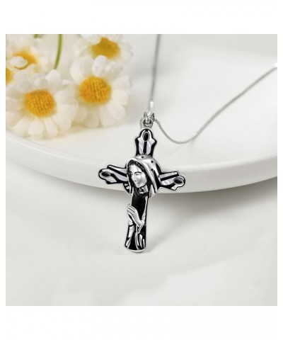 Black/Orthodox/American Flag/Baphomet Cross Necklace Sterling Silver St Michael/Muerte/Gabriel/Raphael Necklace for Men Catho...