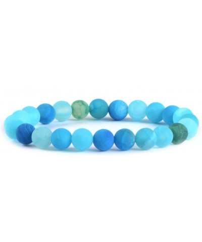 Gem Semi Precious Gemstone 8mm Round Beads Stretch Bracelet 7 Inch Unisex Blue Weathered Agate $10.44 Bracelets