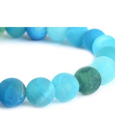 Gem Semi Precious Gemstone 8mm Round Beads Stretch Bracelet 7 Inch Unisex Blue Weathered Agate $10.44 Bracelets