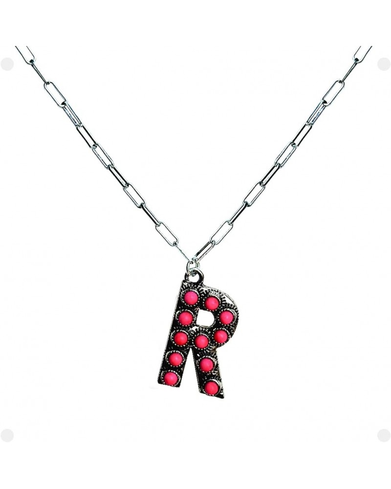 Western Boho Fuchsia Turquoise Letter A-Z Pendant Initial Necklace R $10.06 Necklaces