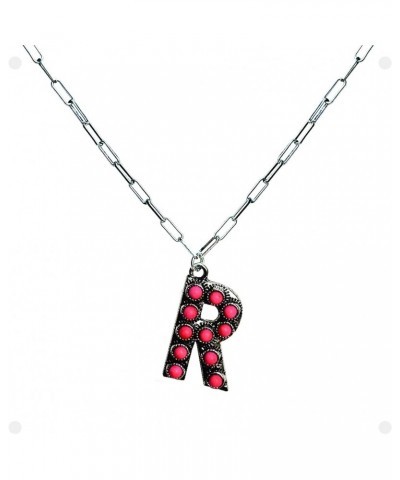 Western Boho Fuchsia Turquoise Letter A-Z Pendant Initial Necklace R $10.06 Necklaces