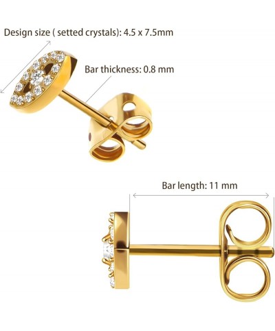 24K Gold Plated Studs Earrings Cubic Zirconia Inlaid Chunky Gold Earrings For Women Trendy ASTM F-136 Titanium Circle Earring...